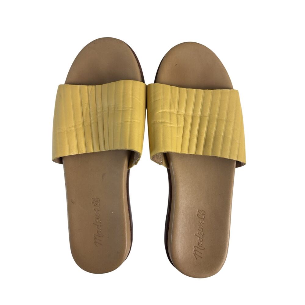 Madewell The Louisa Slide Sandals Women’s Size 6.5 Gold Leather ND983